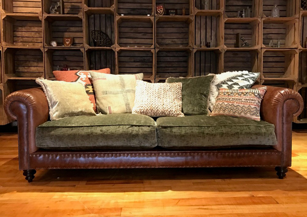 Leather & Fabric Grand Sofa